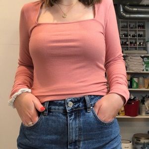 Blush Square Collared Top